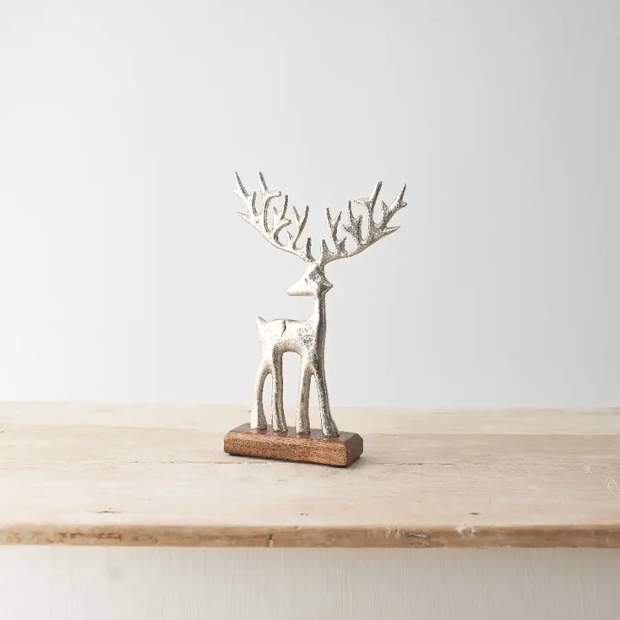 Brushed Silver Reindeer On Stand, 23cm - MAS3491/92