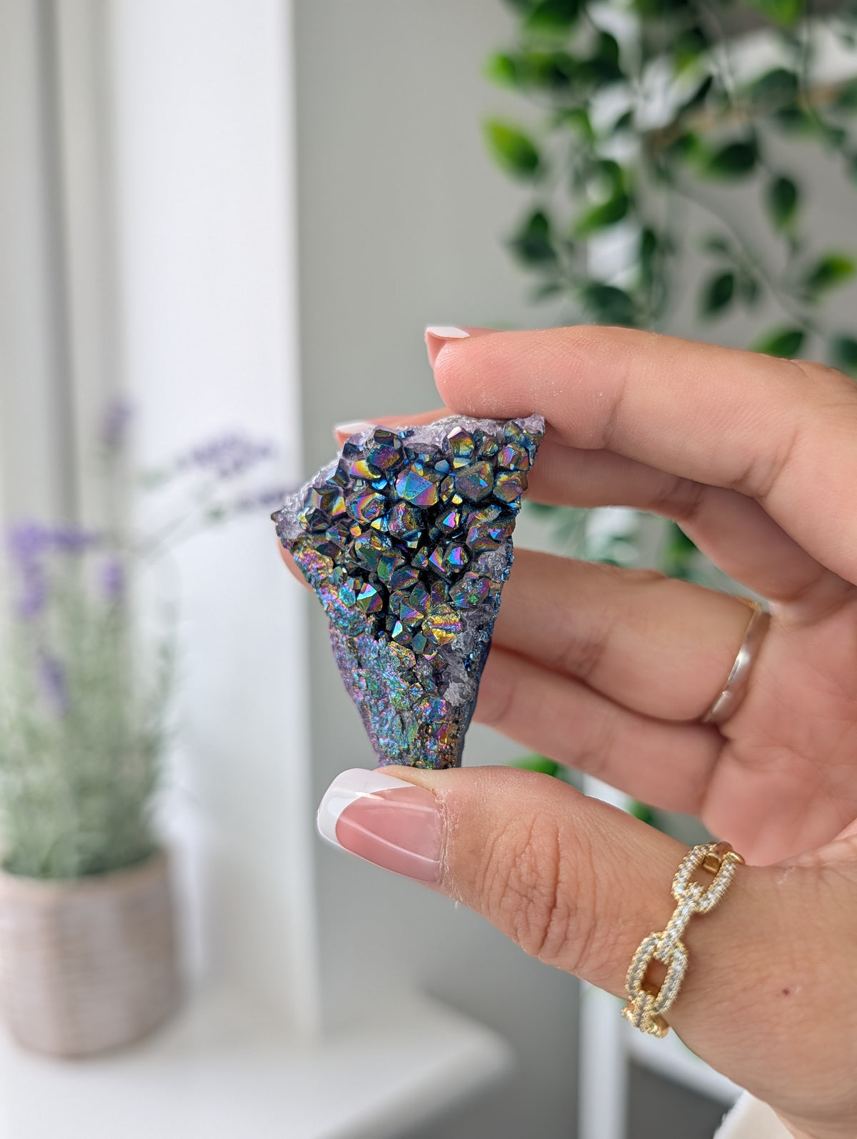 Brazilian Titanium Aura Amethyst Clusters