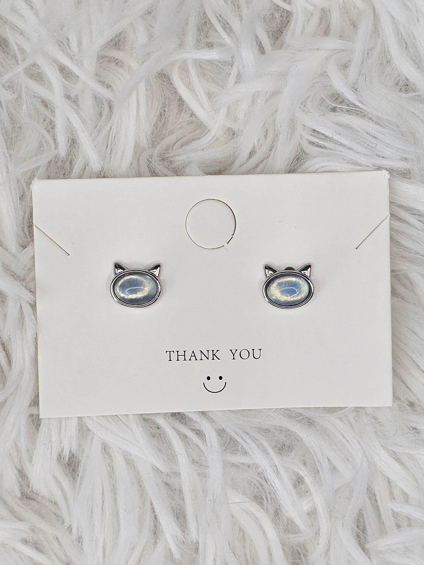 S925 Silver Aquamarine Cat Earrings - MAS0837