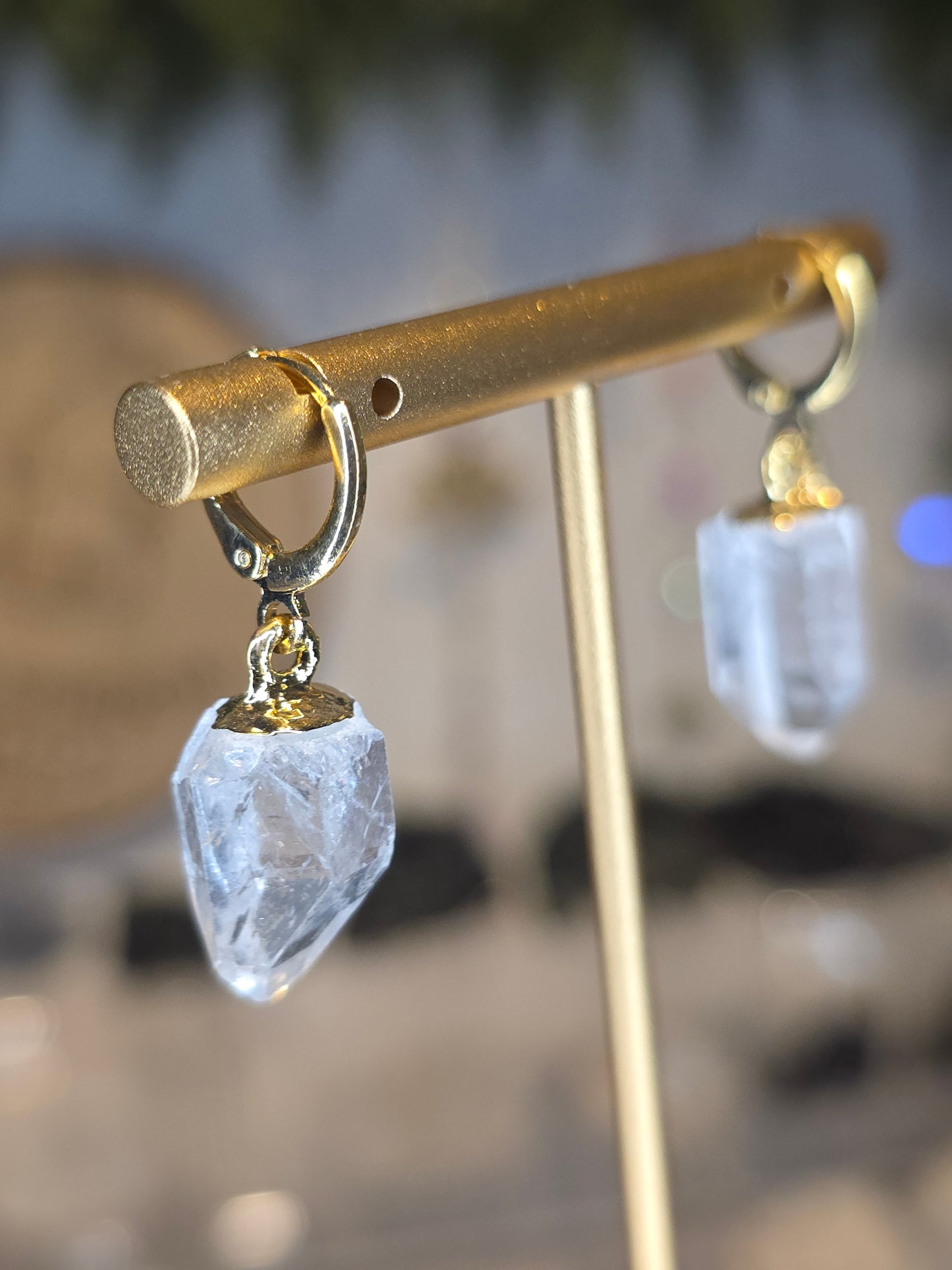 18ct Gold Plated Brazilian Lemurian Quartz Jewellery Set - Necklace, Earrings & Rings