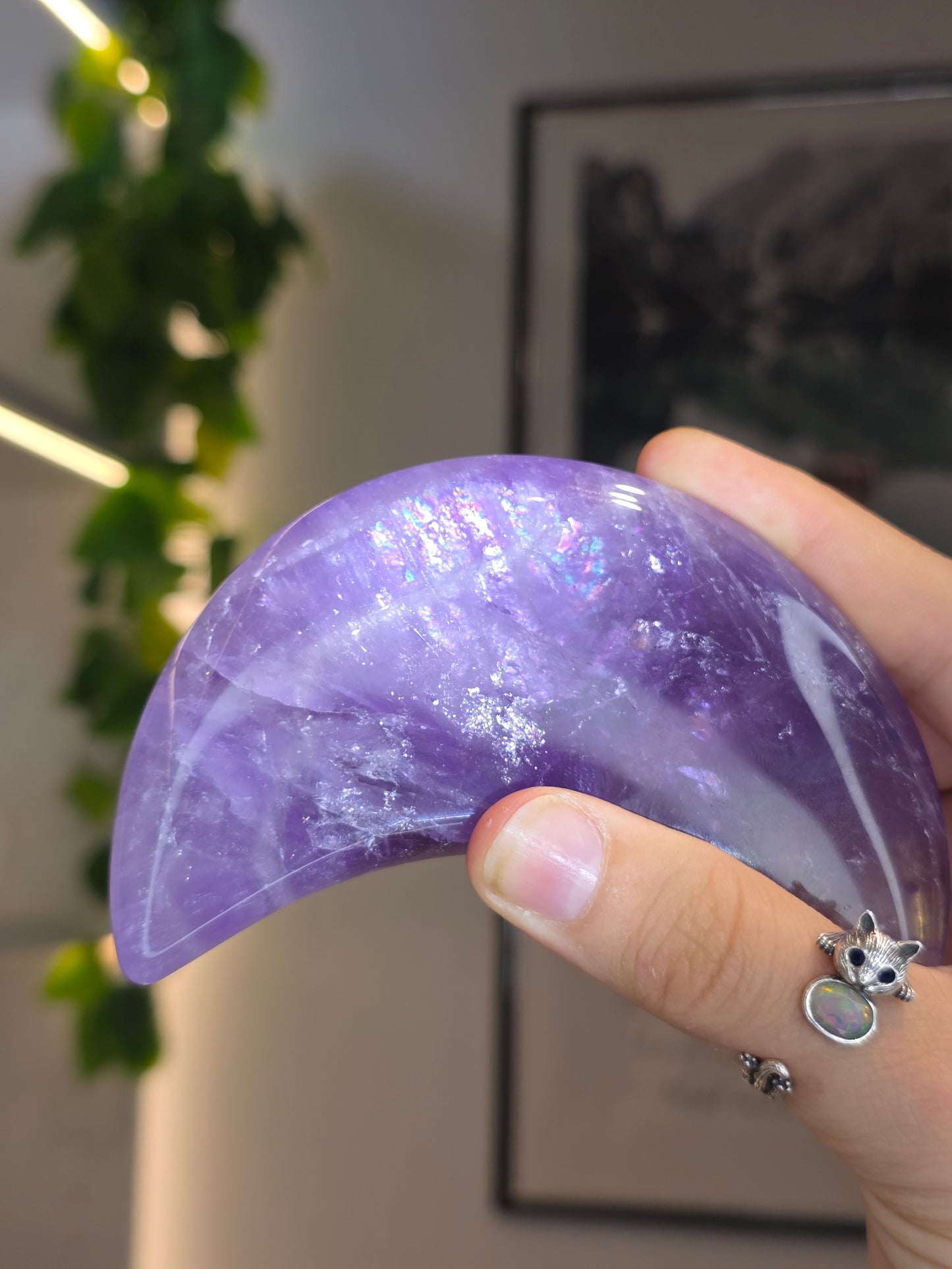 Ametrine (Amethyst with Citrine) Moon with stand - E