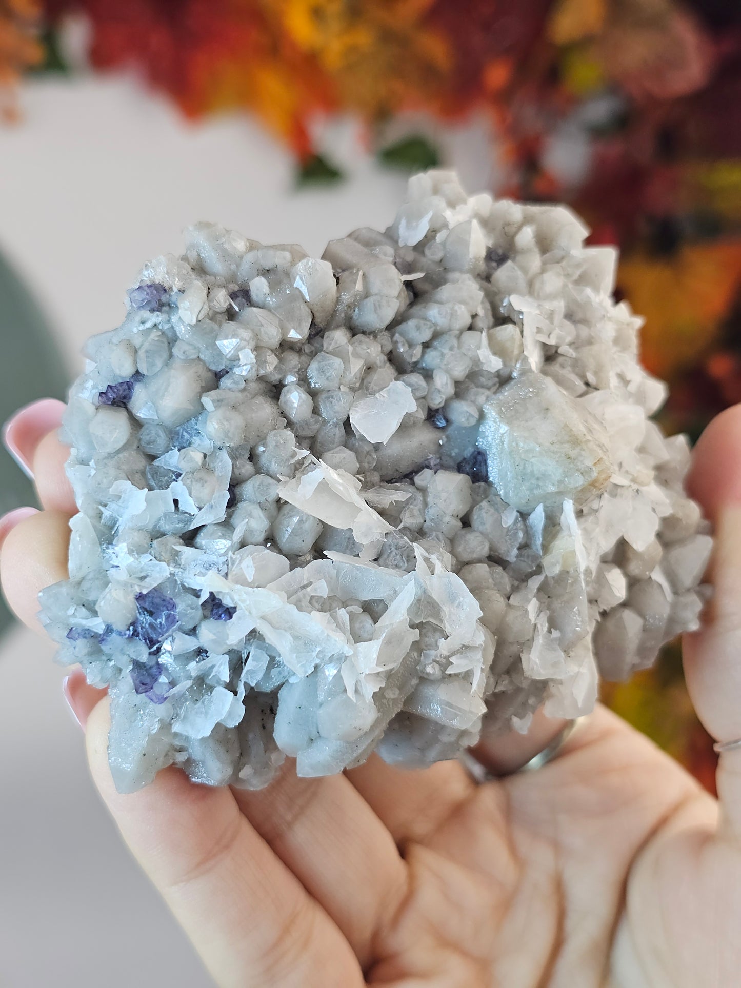 Candle Quartz with Blue Fluorite and Calcite from Inner Mongolia - MAS2638