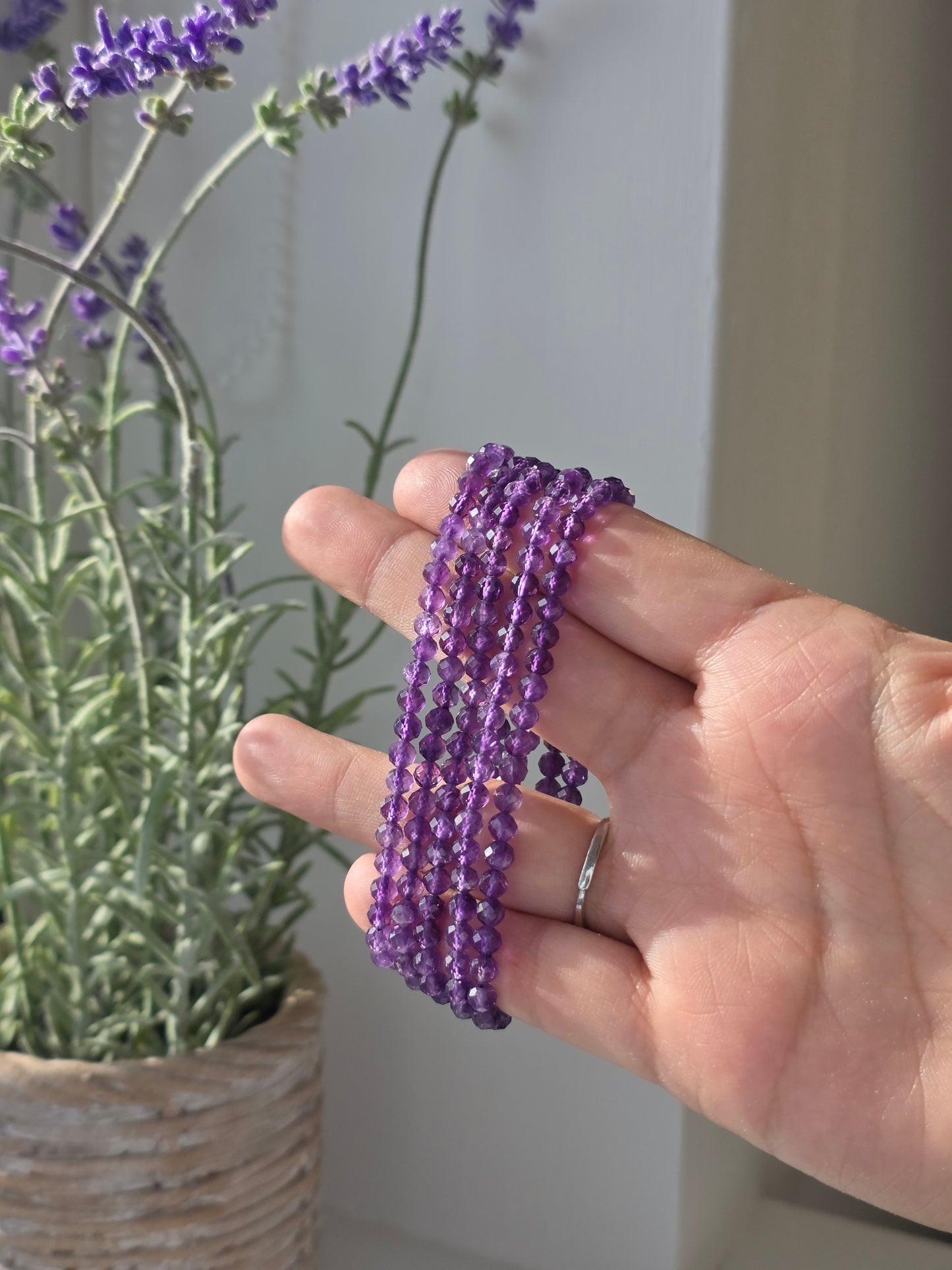 Amethyst - Round Facetted Bracelet 4mm