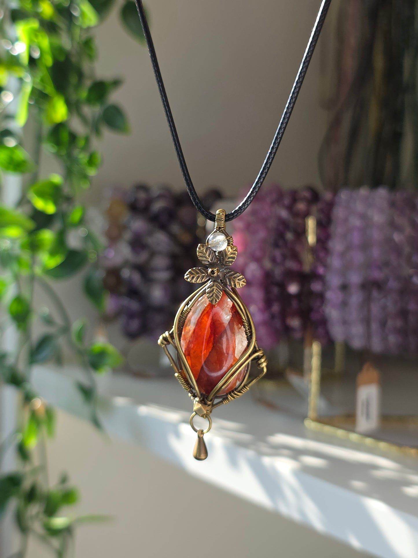 Fire Quartz Hand Wrapped Necklace