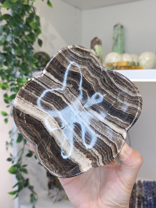 Mexican Onyx Freeform Bowl - Chocolate Calcite - B