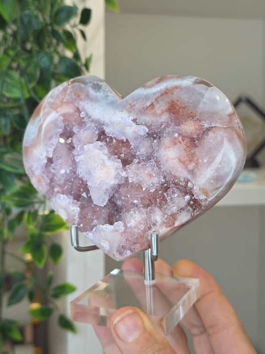 High Grade Madagascan Pink Amethyst Heart (with stand) - A