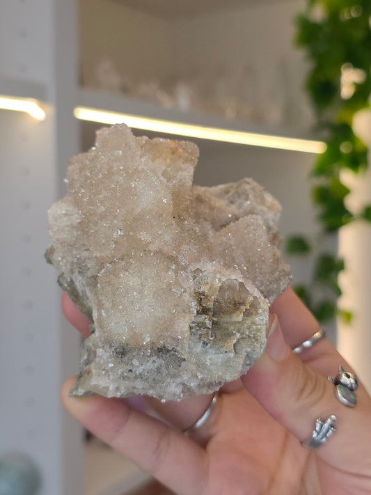 Sugary Dogtooth Calcite with Heulandite and Stilbite from Madhya Pradesh, India - H