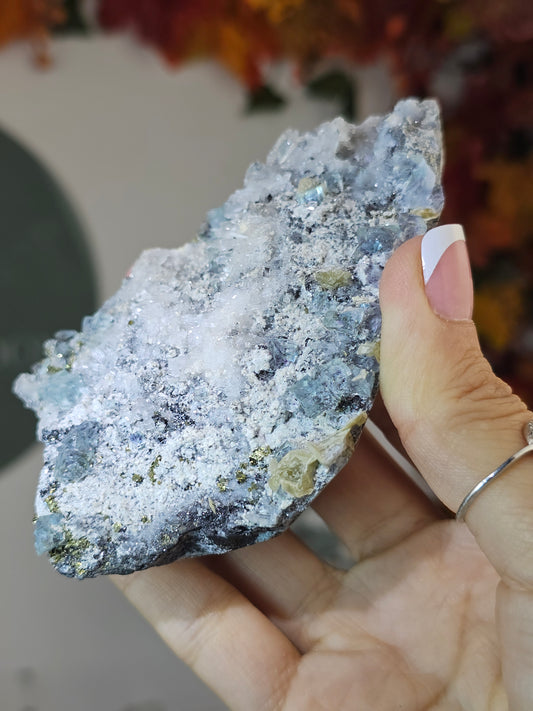 Blue Fluorite, Quartz, Pyrite and Mica on Matrix from Guizhou, China - MAS2996