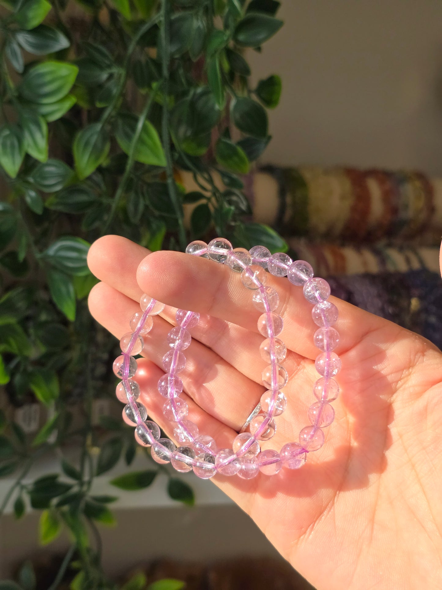 Lavender Amethyst - Round Bead Bracelet 8mm