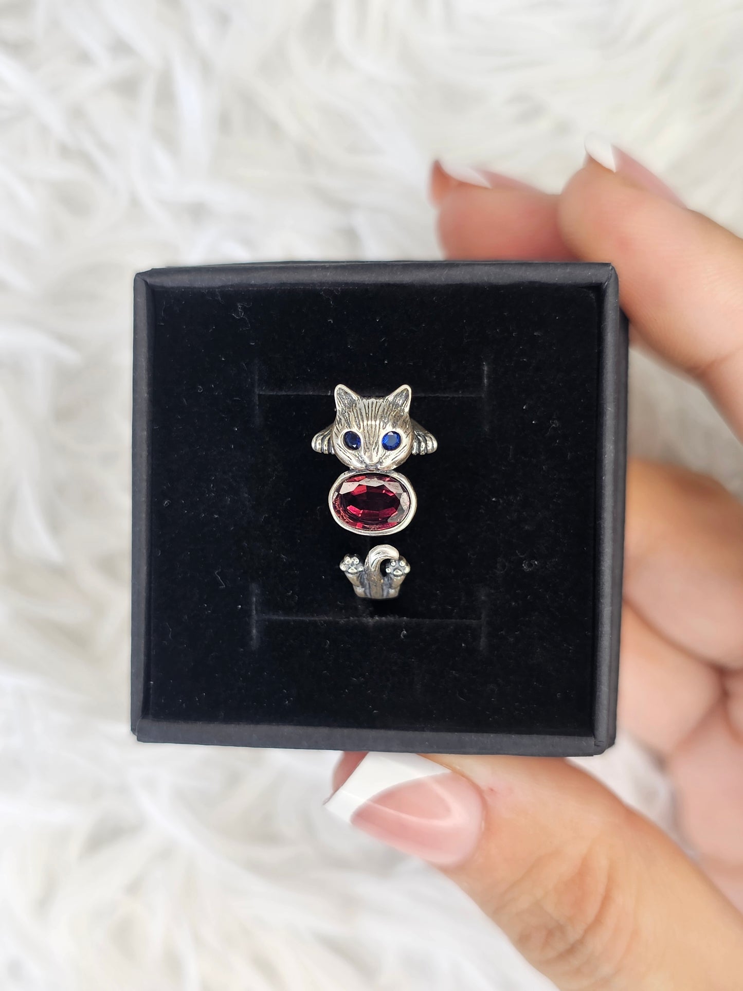 S925 Silver Adjustable Cat Ring - MAS0933