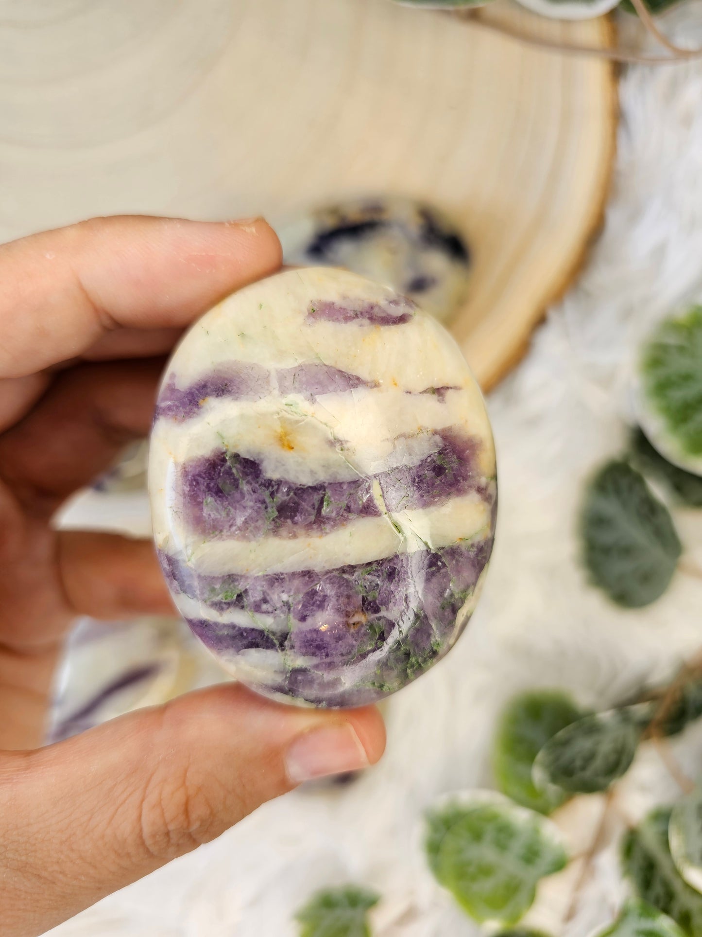 Purple Fluorite with Calcite Palm Stone - MAS0585