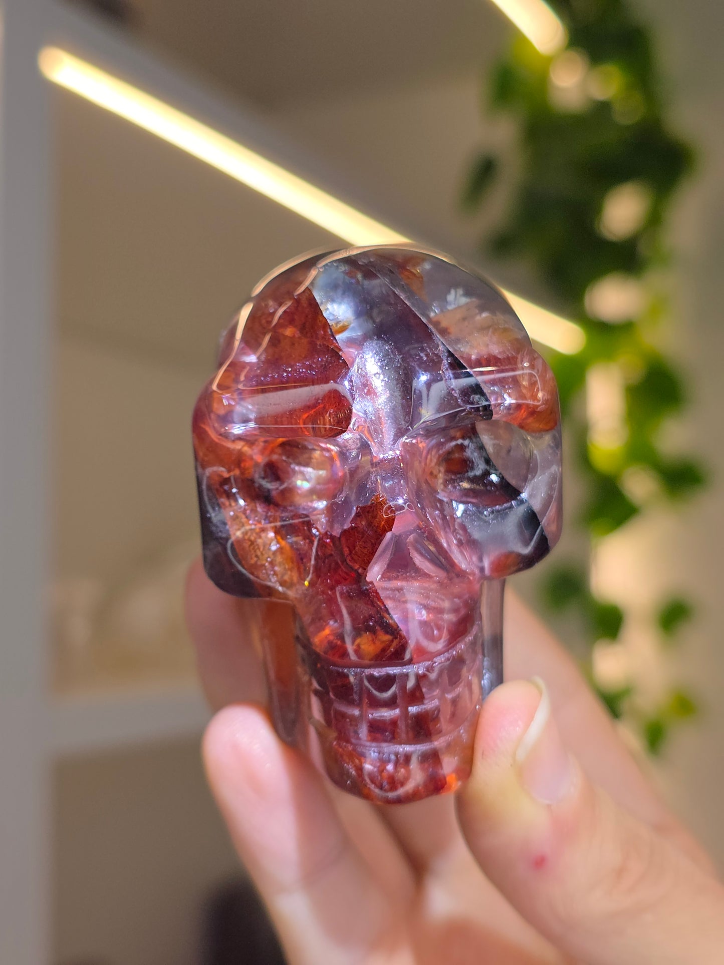 Moonstone Fire Quartz Flashy Skull