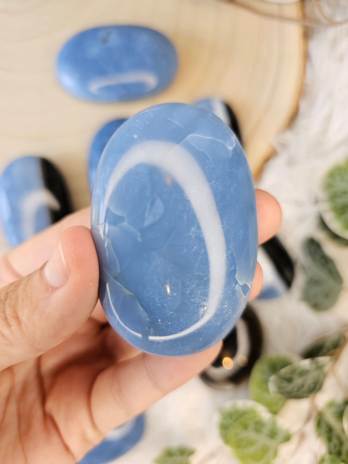 Blue Opal Palm Stone - MAS0583
