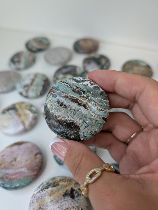 Indian Sea / Unicorn Jasper Round Palm Stone