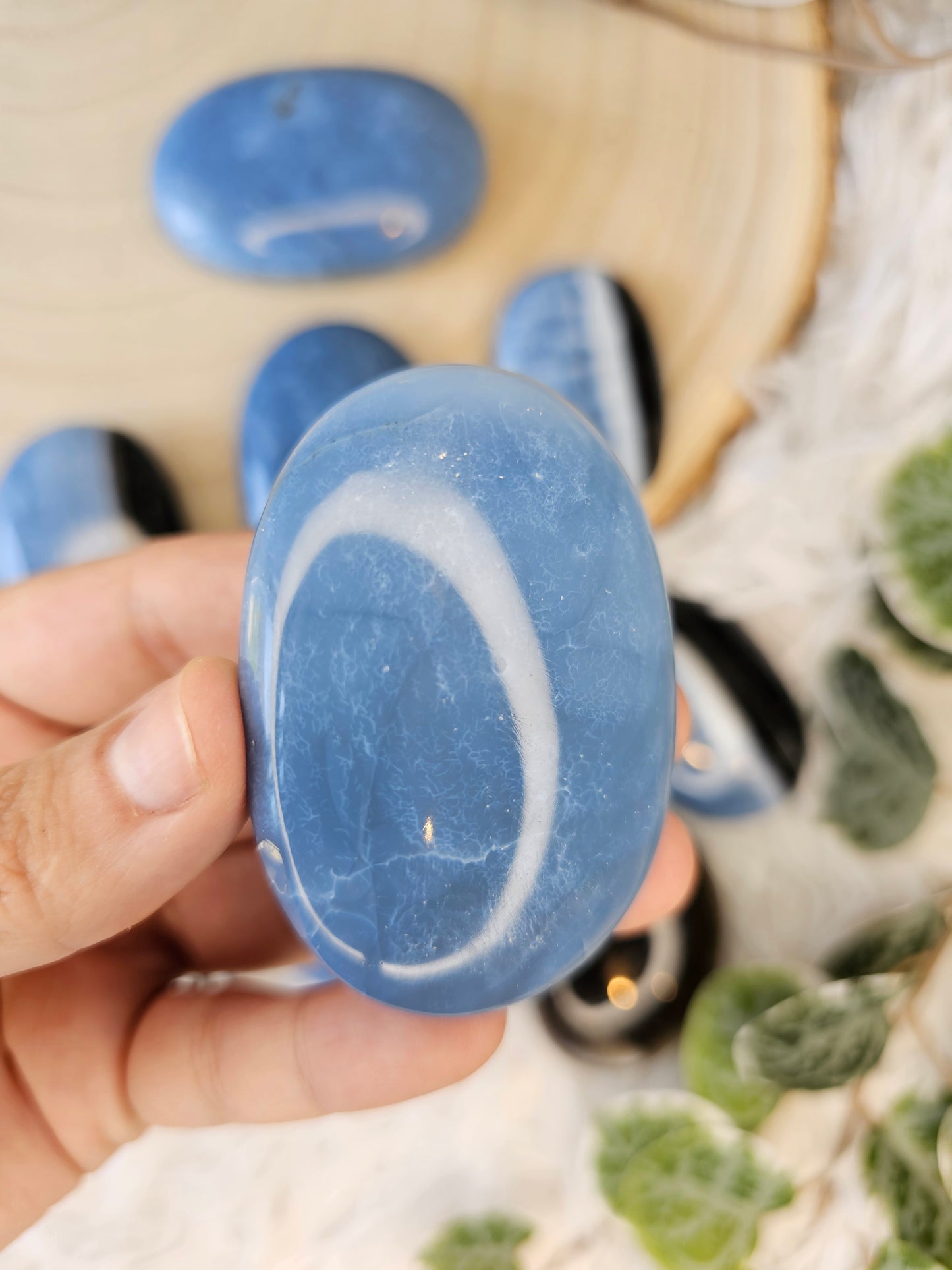 Blue Opal Palm Stone - MAS0583