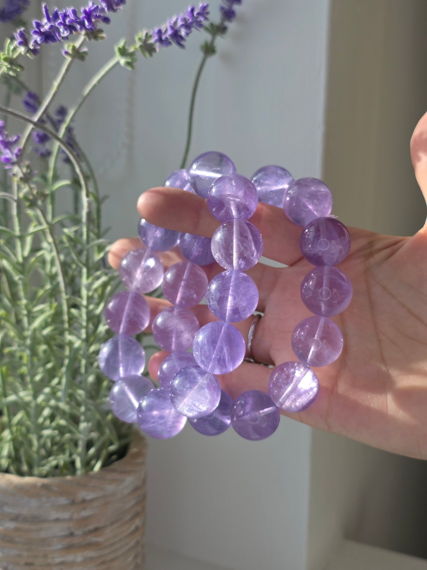 Purple Fluorite - Round Bead Bracelet 18mm