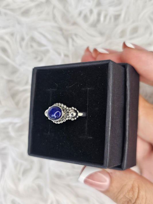 S925 Silver Lapiz Lazuli Adjustable Ring - MAS0907
