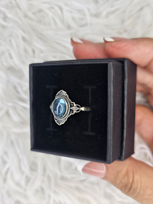 S925 Silver Adjustable Aquamarine Ring - MAS0945