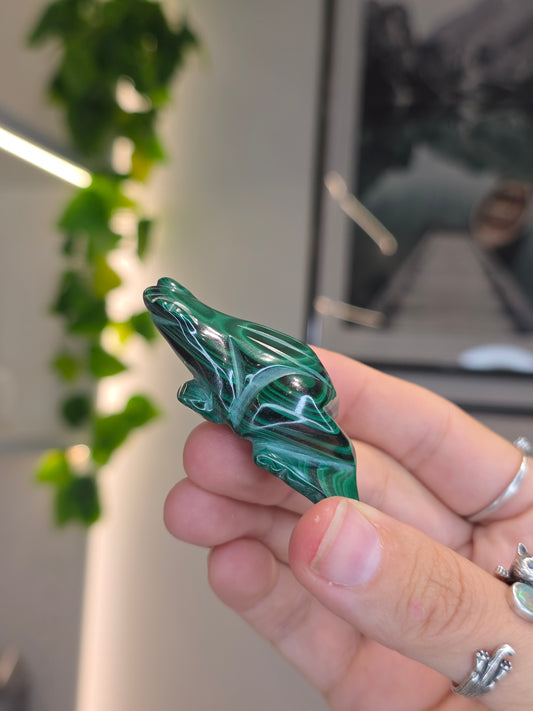Malachite Frog Carving - E