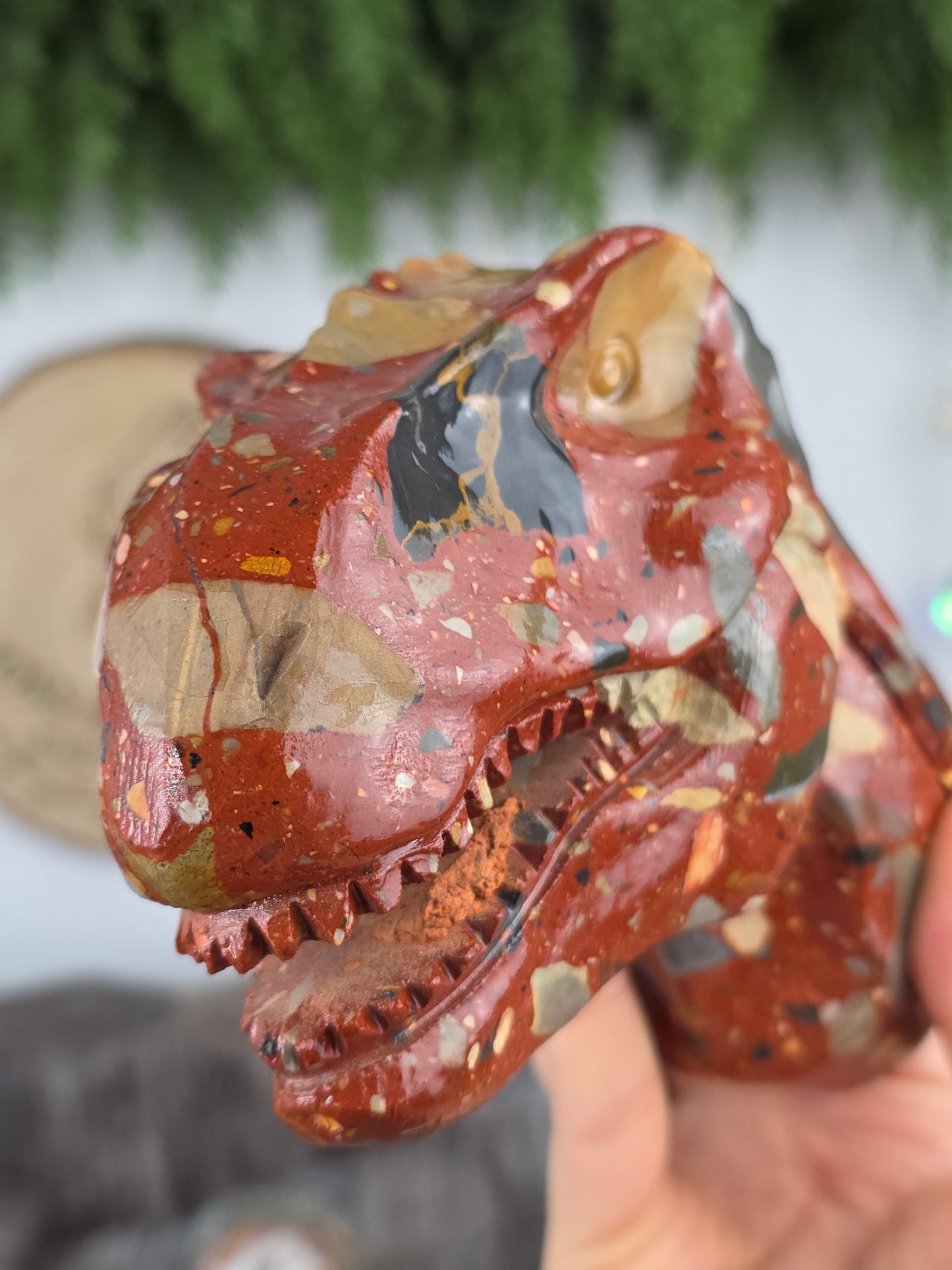 Red Jasper / Red Pudding Stone T-Rex Dinosaur Carving