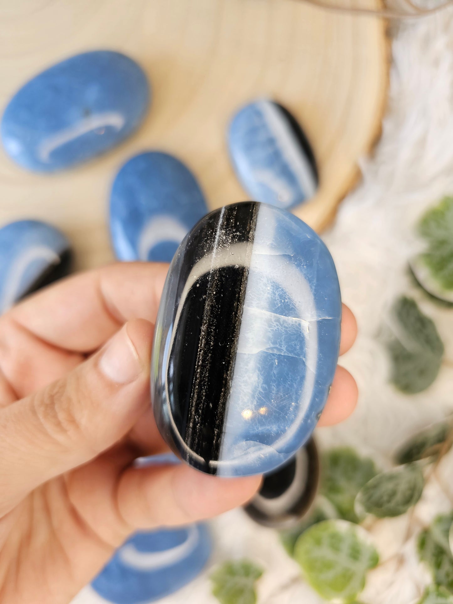 Blue Opal Palm Stone - MAS0583
