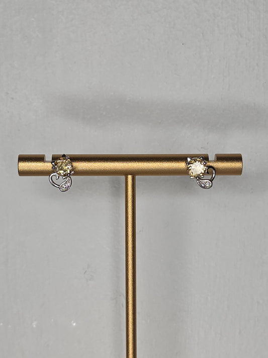 Natural Citrine Cat Earrings with S925 Posts
