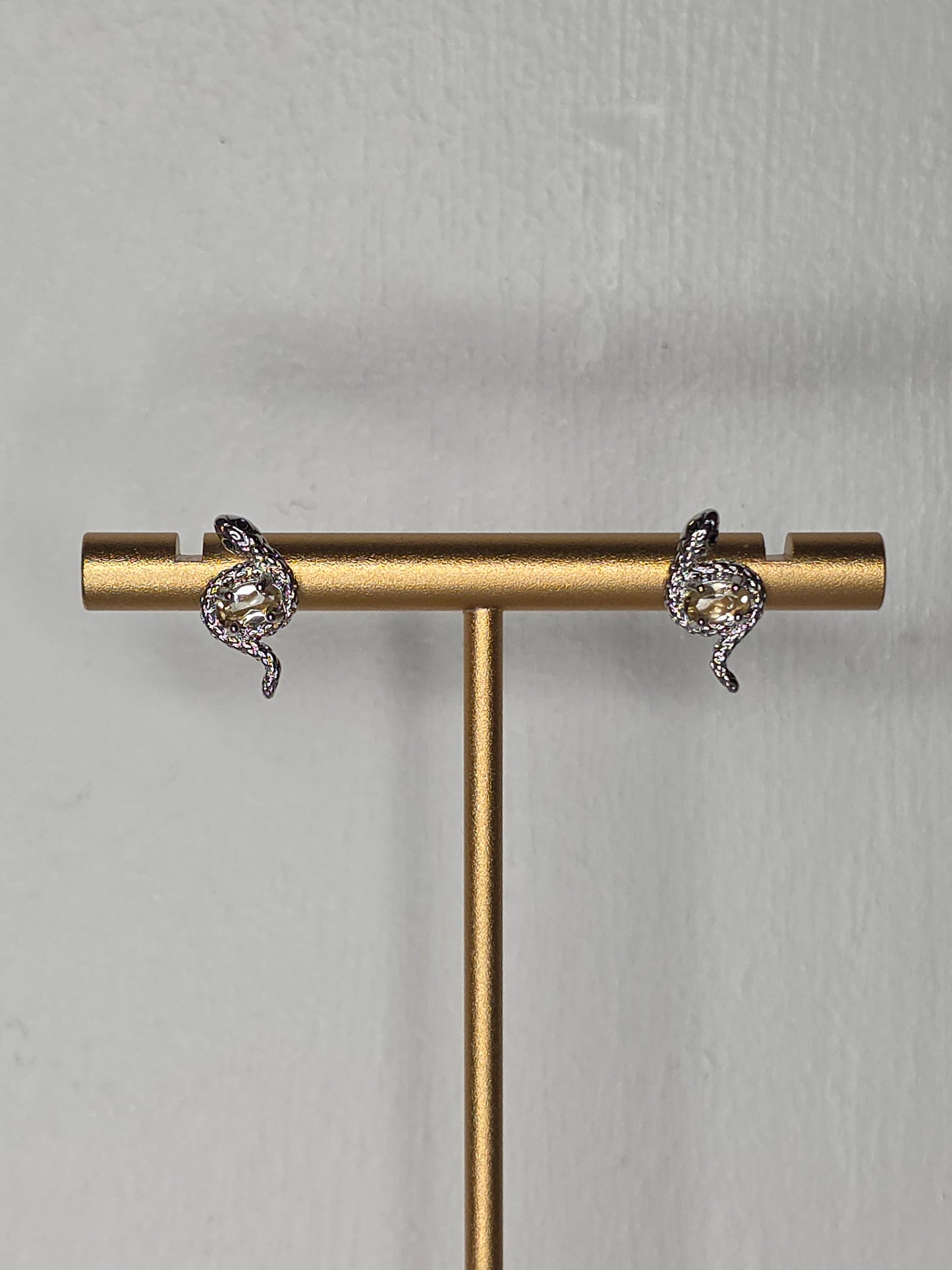 Natural Citrine Snake Earrings with S925 Posts