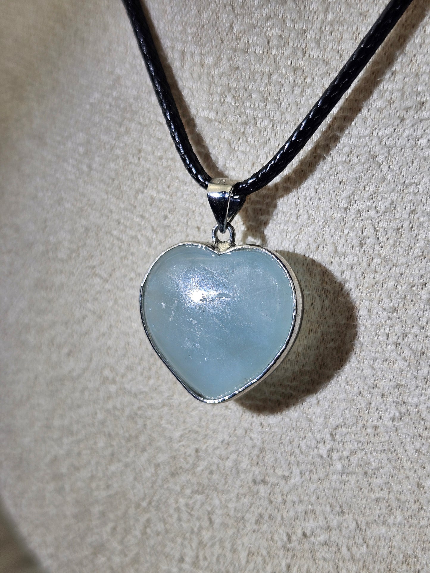 Aquamarine Heart Pendant Wrapped in S925 Silver - MAS0763