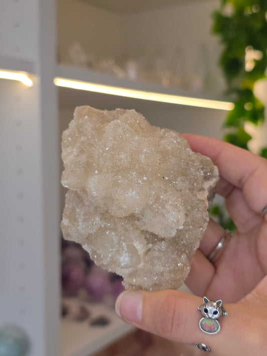 Sugary Dogtooth Calcite with Heulandite and Stilbite from Madhya Pradesh, India - F