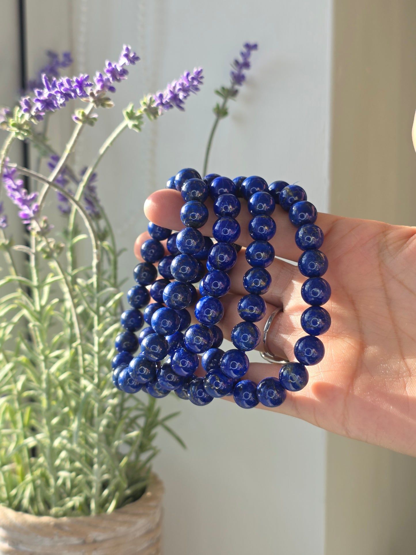 Lapis Lazuli - Round Bead Bracelet 10mm