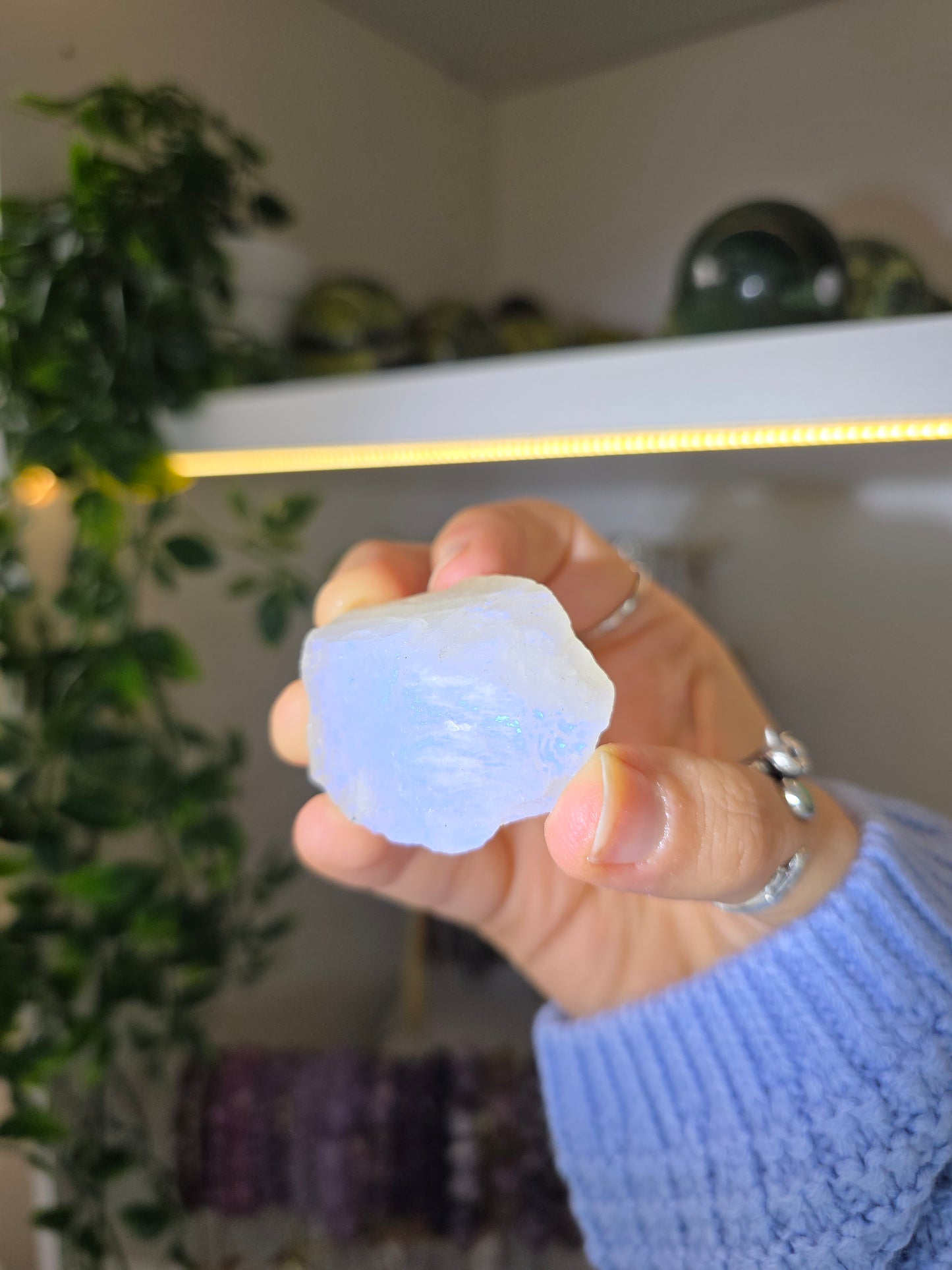 Raw White Moonstone with Blue Flash
