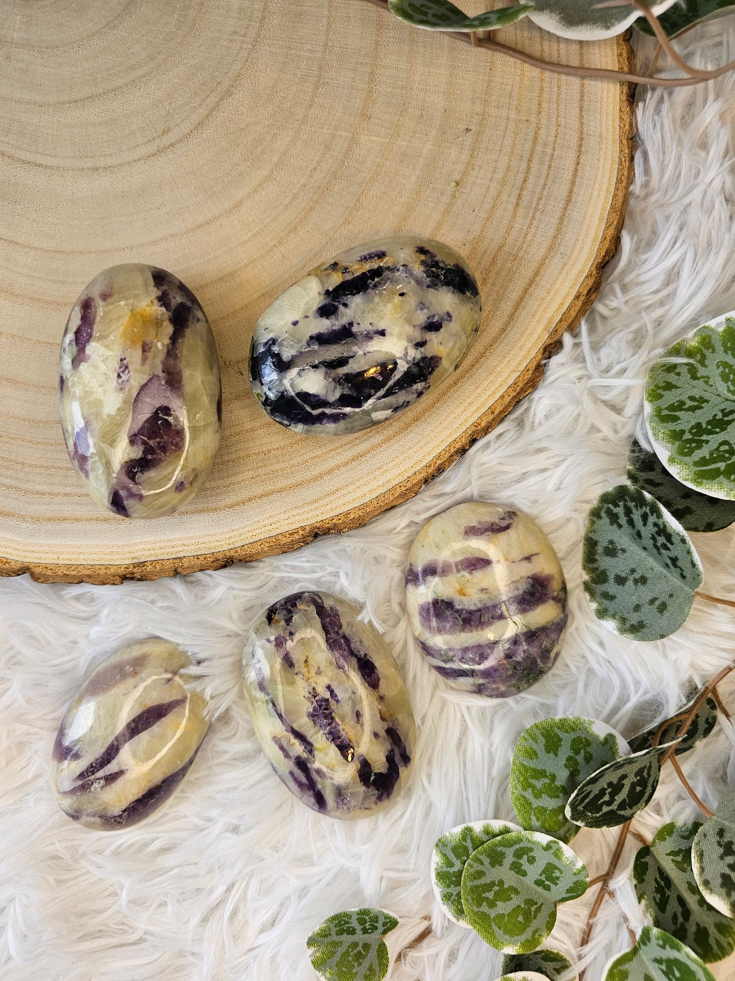 Purple Fluorite with Calcite Palm Stone - MAS0585