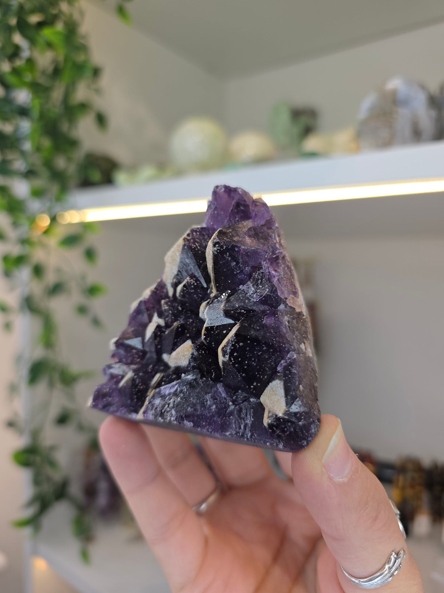 'Alien Amethyst' Hemitite Included Amethyst with Sugar Calcite from Hyderabad, India K
