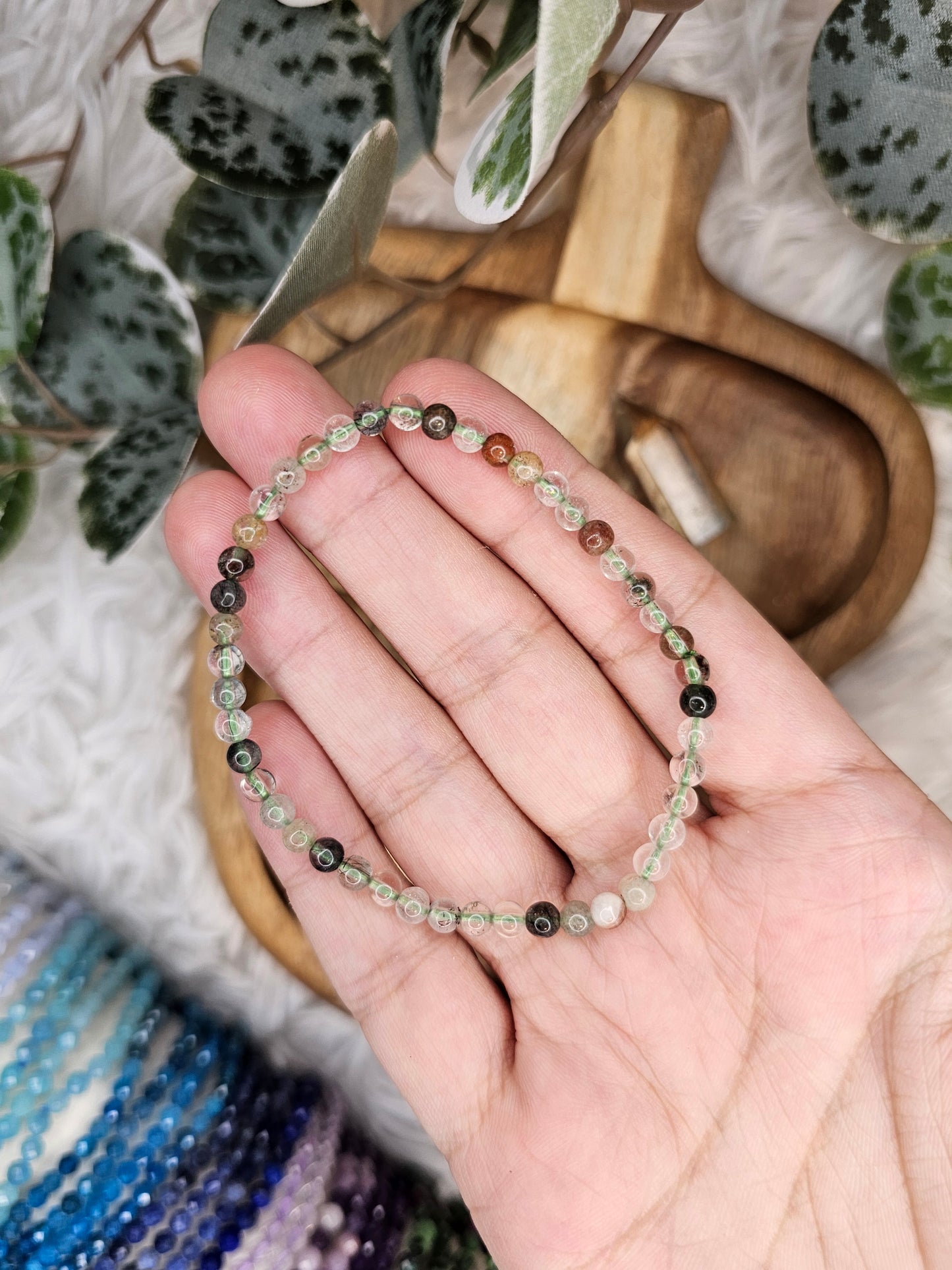 4mm Golden Healer, Mother of Pearl Shell, Garden Quartz Bracelet - MAS0992