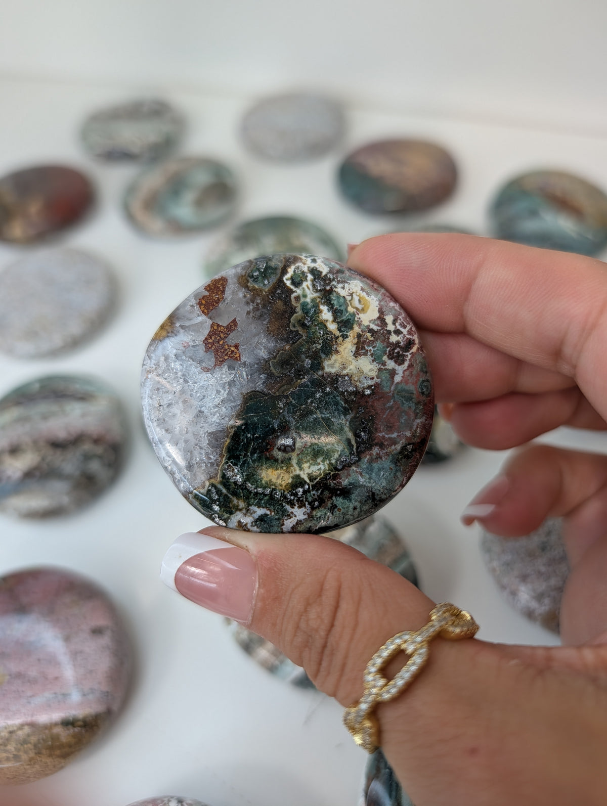 Indian Sea / Unicorn Jasper Round Palm Stone