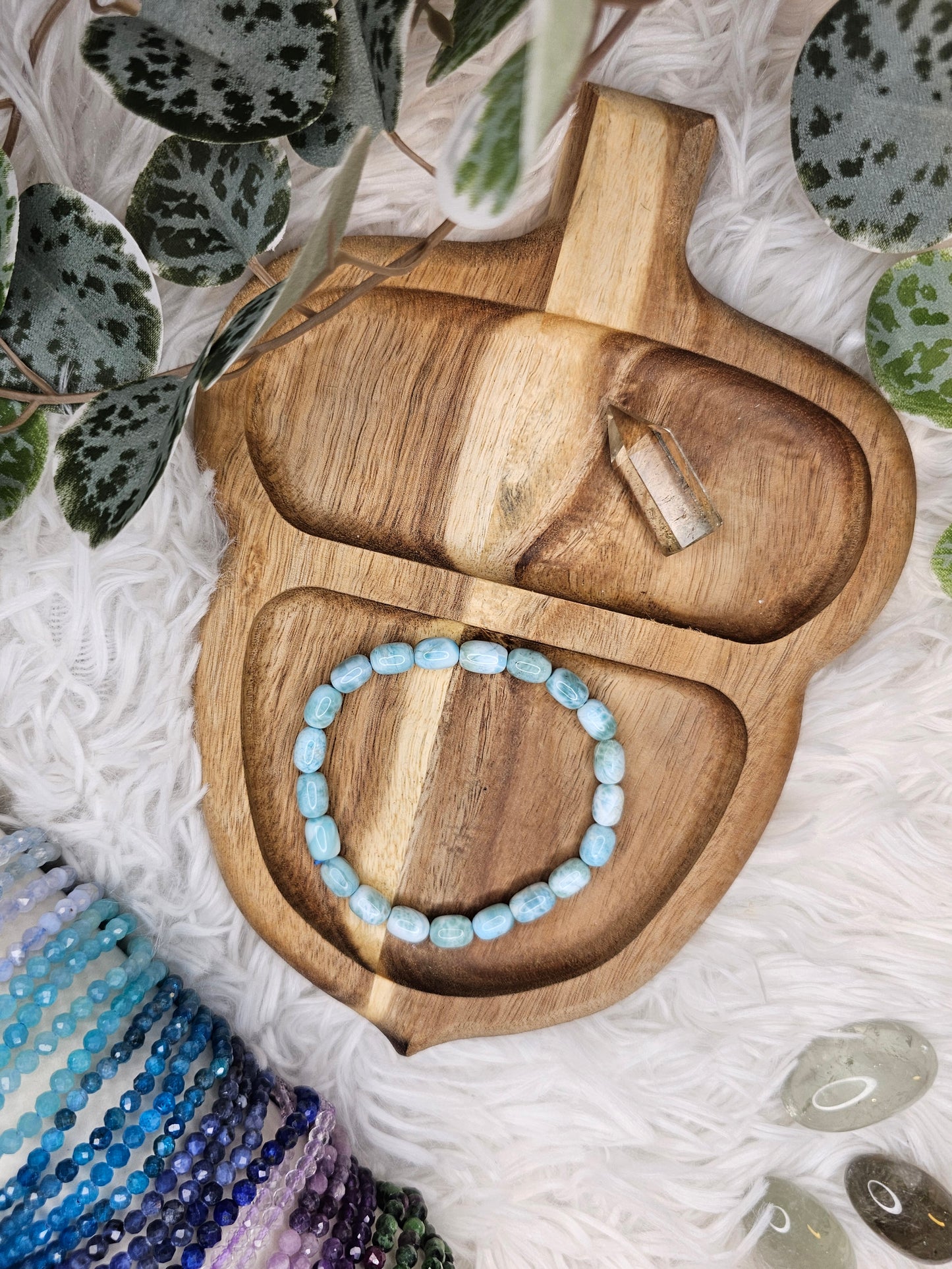 Larimar Barrel Bracelet 9mm Length, 6mm Width - MAS0998