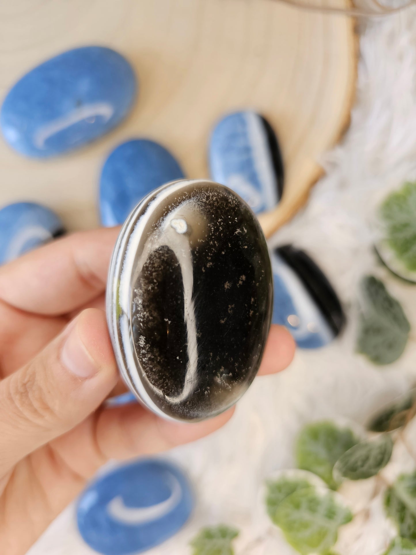 Blue Opal Palm Stone - MAS0583