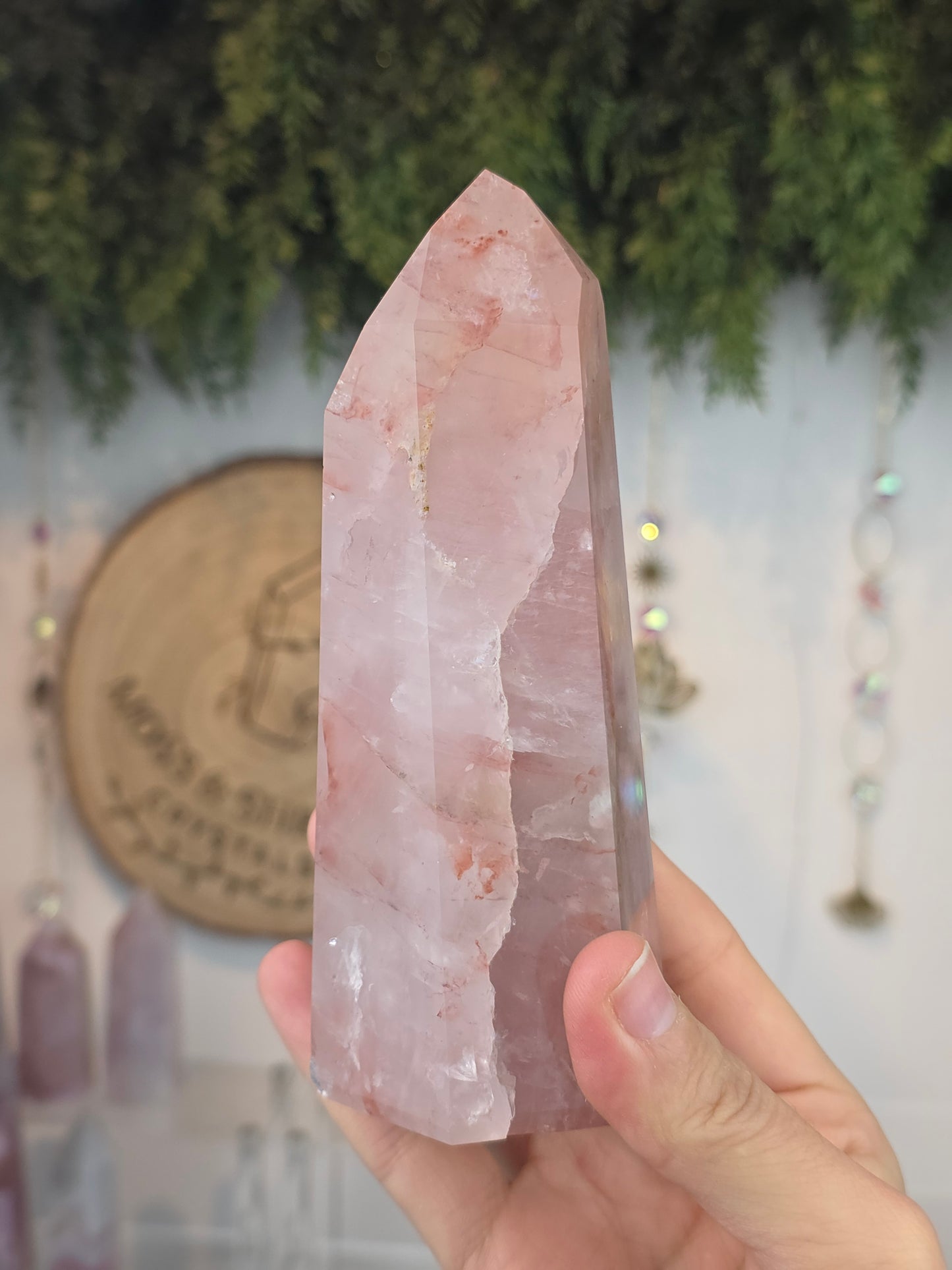 Brazilian Rose Quartz with Fire Quartz Tower D