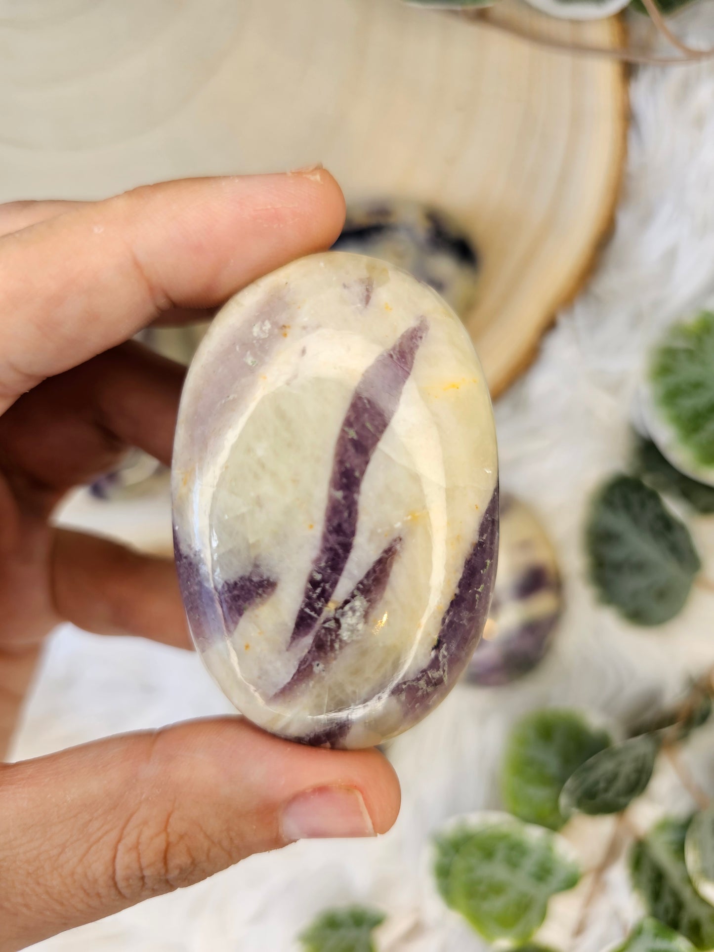 Purple Fluorite with Calcite Palm Stone - MAS0585