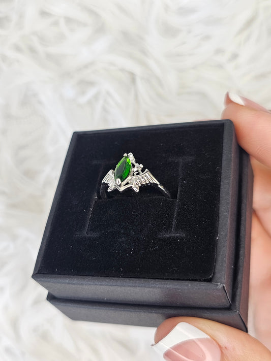 S925 Silver Adjustable Diopside Ring - MAS0919