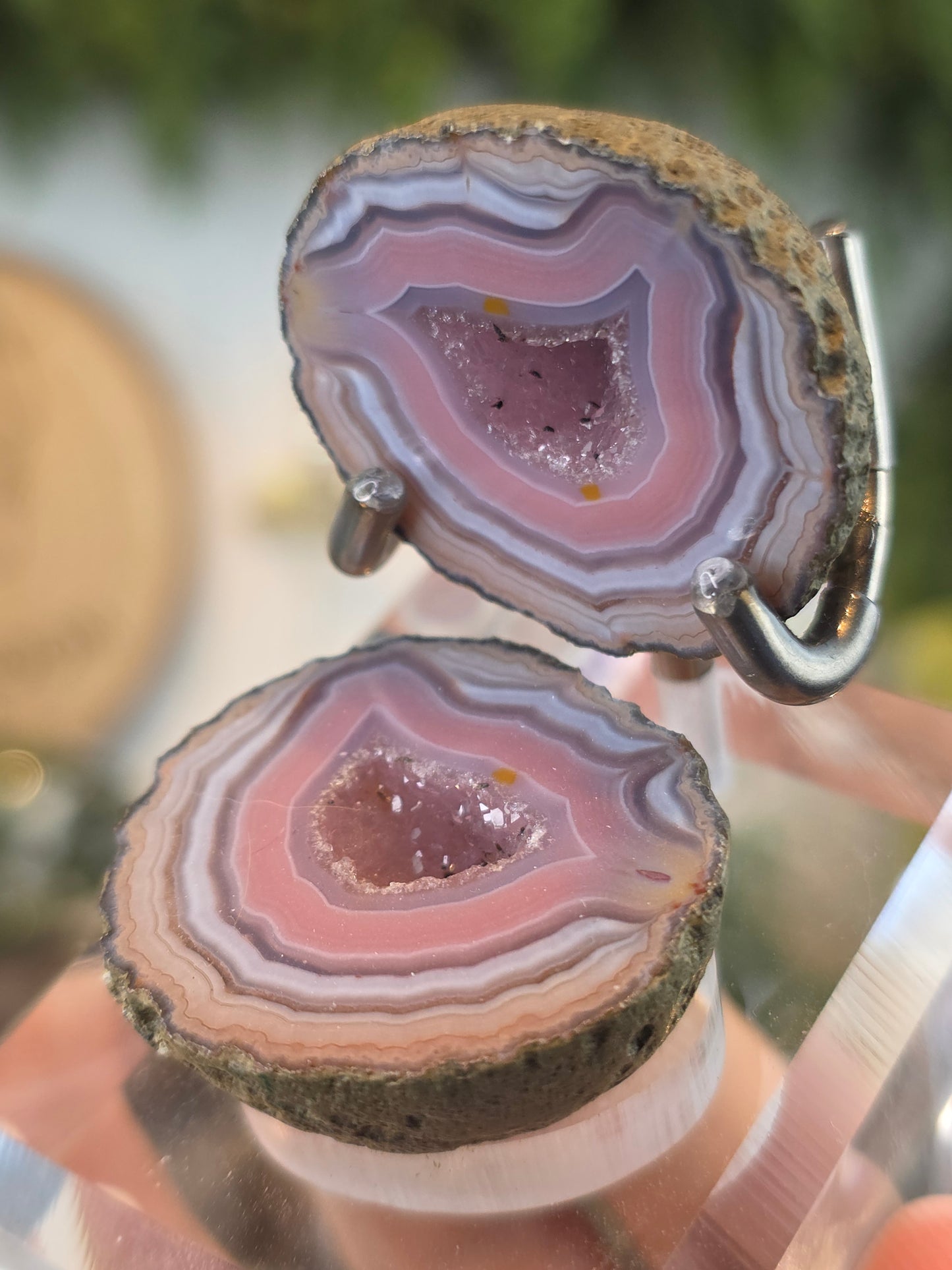 Zhanguo Agate Geode with Custom Stand H