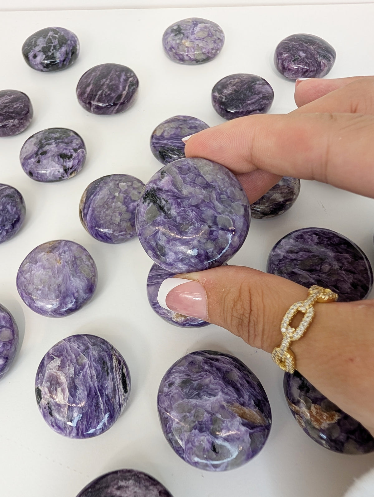 Intuitively Chosen Russian Charoite Button Flat Stones