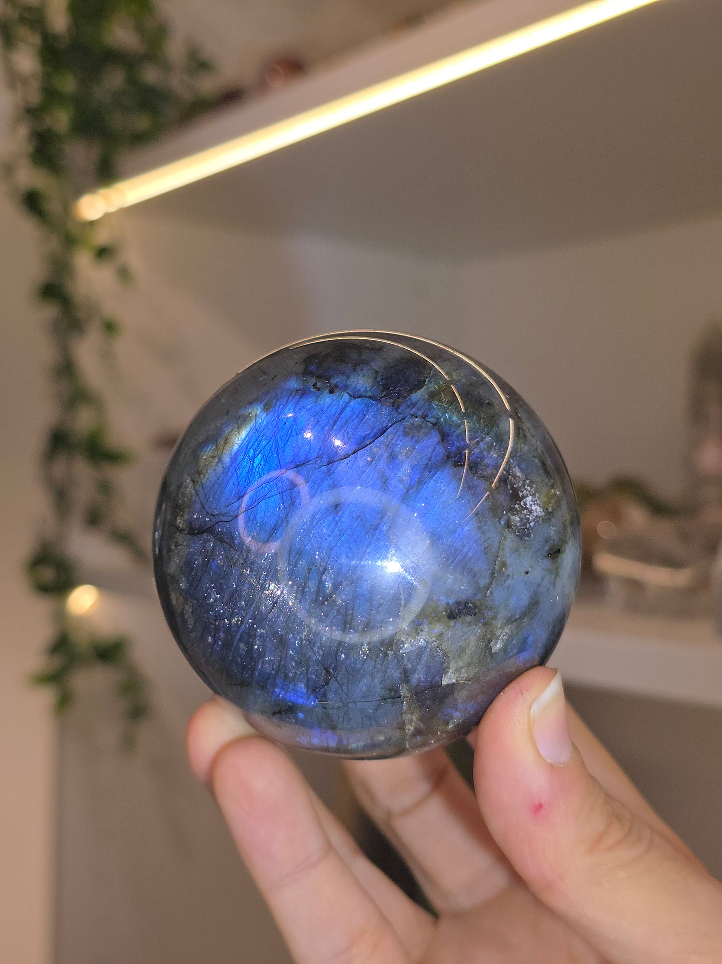 Labradorite Sphere with Blue Flash