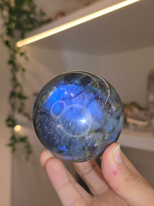 Labradorite Sphere with Blue Flash