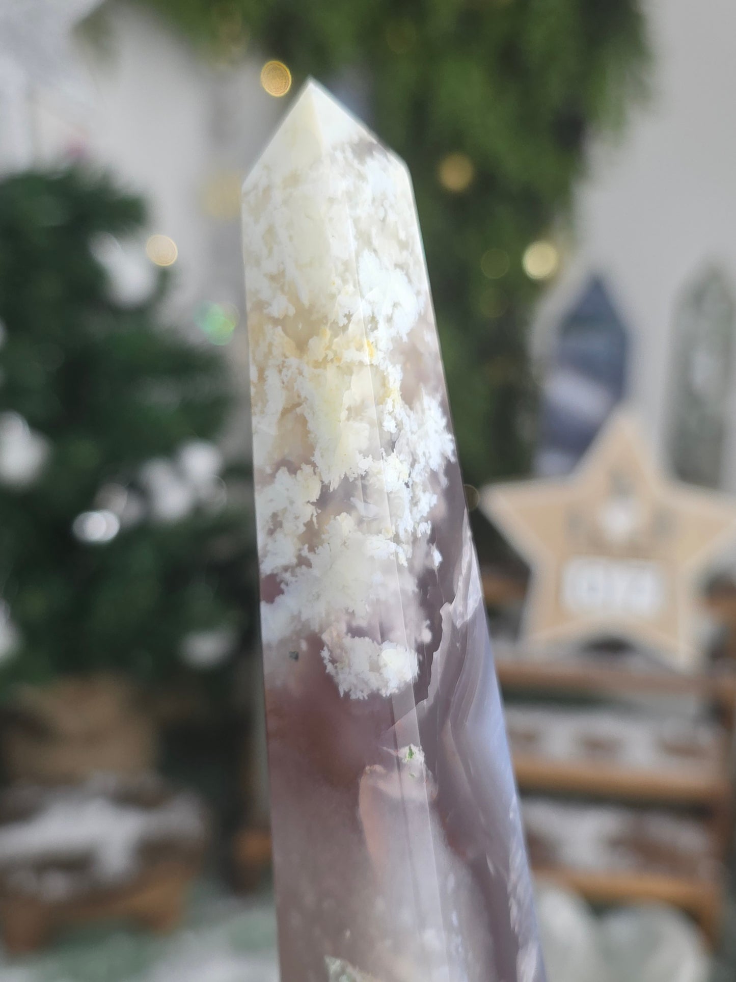 Black Flower Agate Obelisk Tower - MAS6017