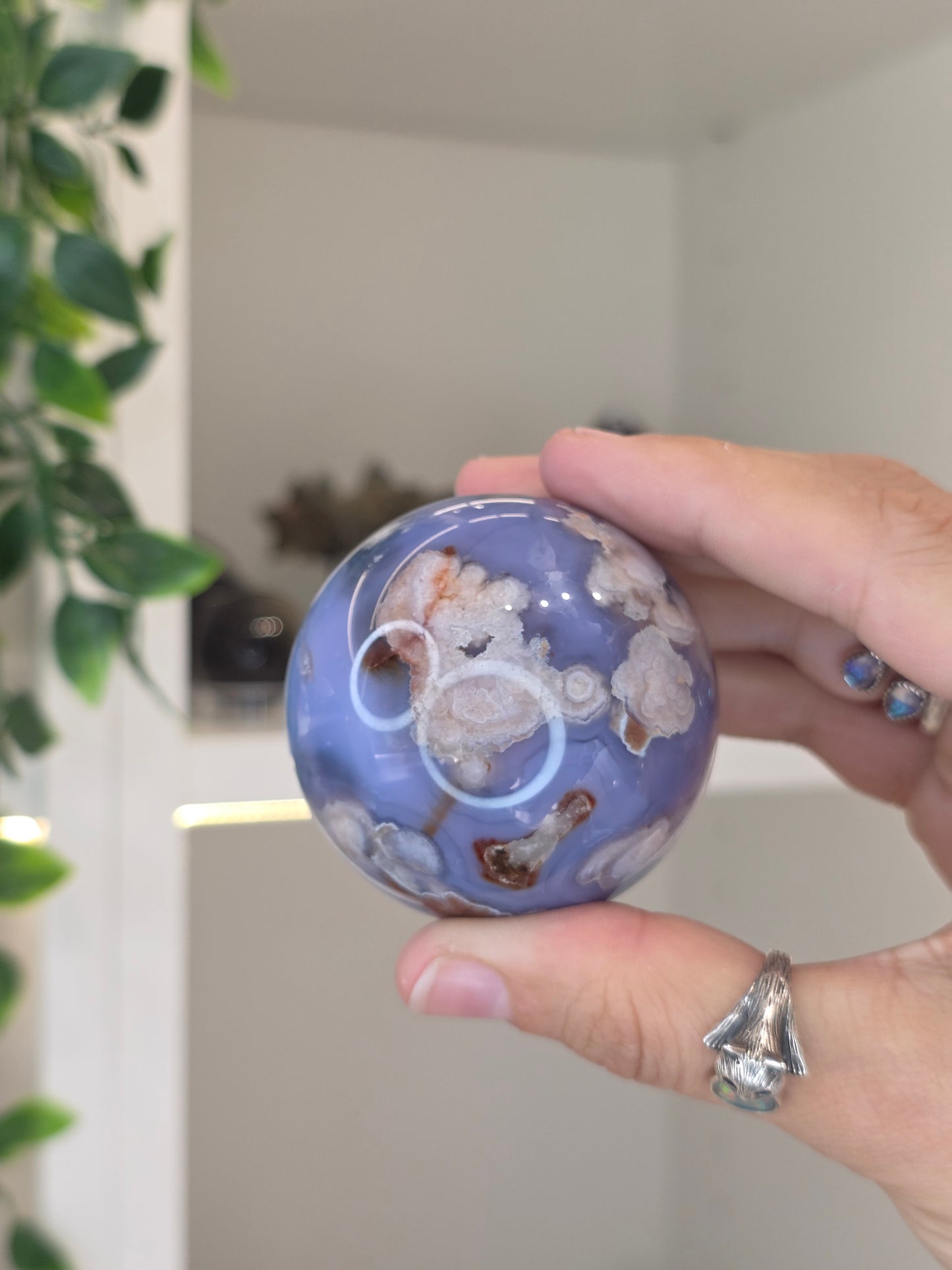 Blue Flower Agate Sphere - H