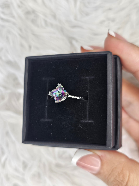 S925 Silver Adjustable Rainbow Topaz Ring - MAS0934