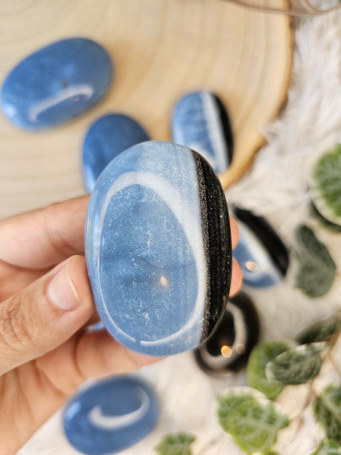 Blue Opal Palm Stone - MAS0583