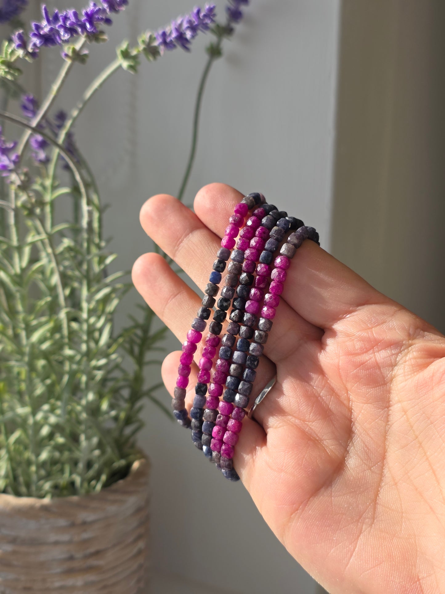 Ruby Sapphire - Cubic Facetted Bracelet 4mm