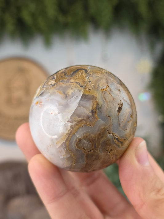 Yellow Moss Agate Sphere D from India